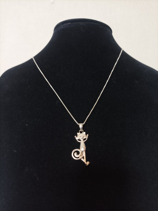 Collar con dije de Gato en Plata 925
